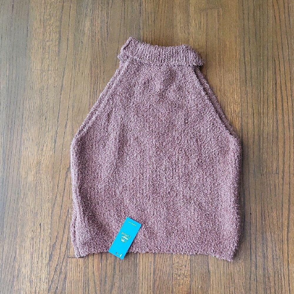 Cupshe Taupe Cowl Neck Sweater Textured Knit